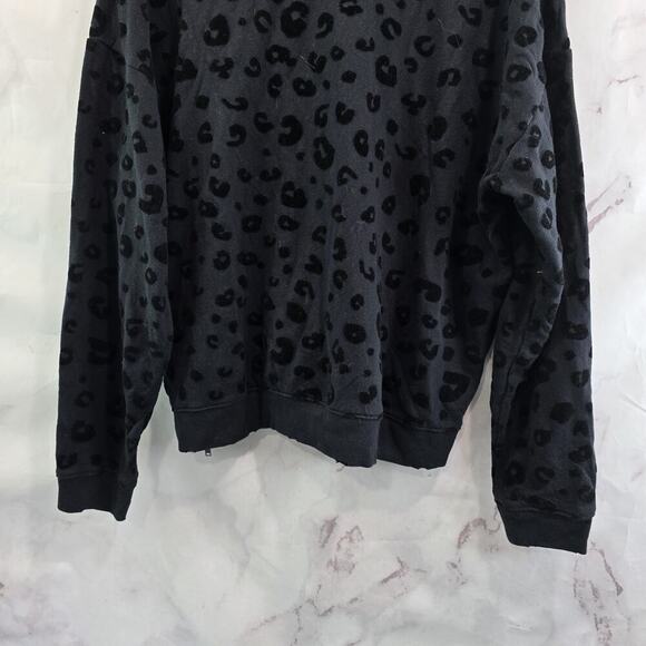 Rails Sweatshirt Women Large Black Leopard Cheetah Velvet Pullover Marlo Flocked - Picture 7 of 12